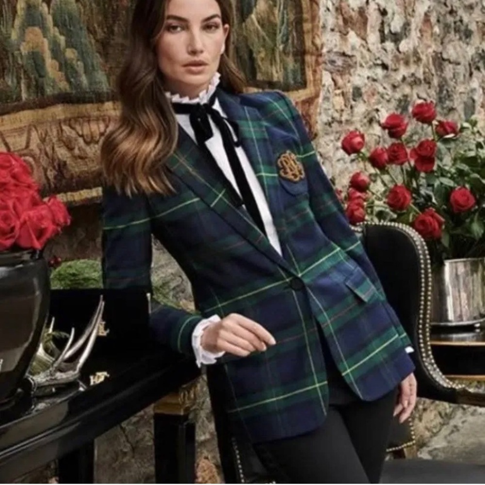 NWT Lauren Ralph Lauren Bullion Plaid Wool-Blend Twill Blazer Size 20W Woman - Picture 6 of 16
